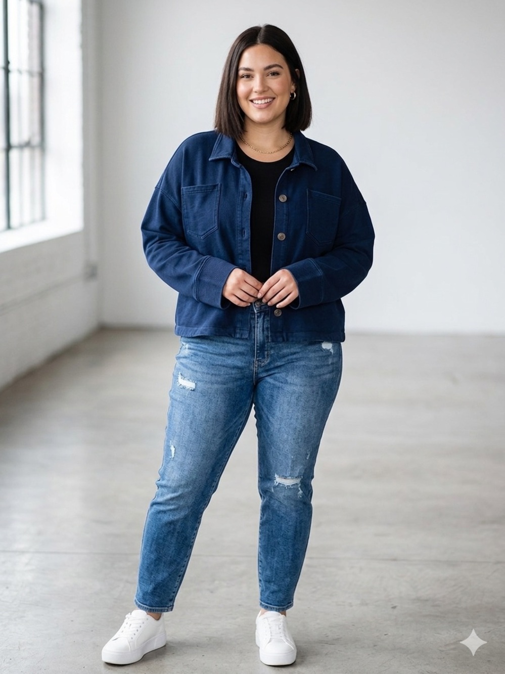Market & Spruce Navy Blue Bomber Jacket